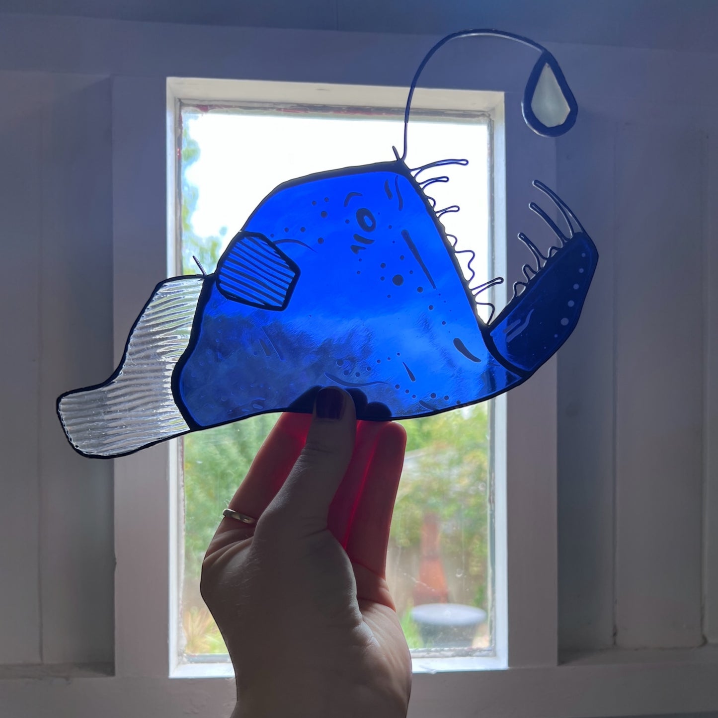 Stained Glass Navy Blue Angler Fish
