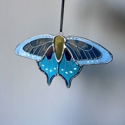 Stained Glass Blue Butterfly Suncatcher