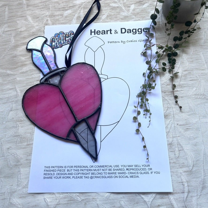 Digital Heart and Dagger Pattern