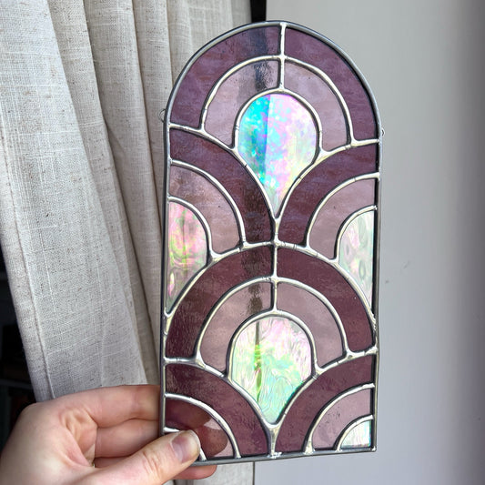 Stained Glass Purple Art Deco Inspired Sun Catcher