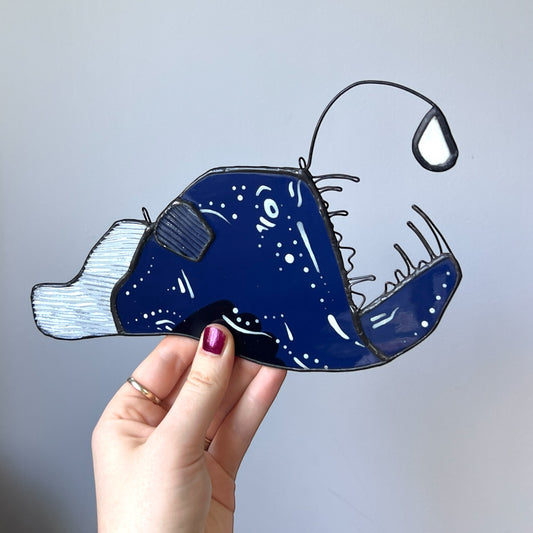 Stained Glass Navy Blue Angler Fish
