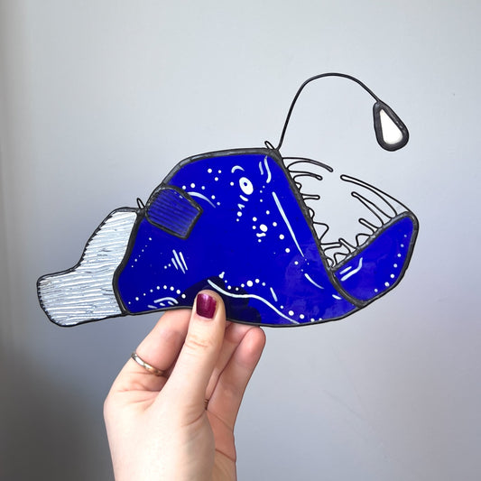 Stained Glass Royal Blue Angler Fish