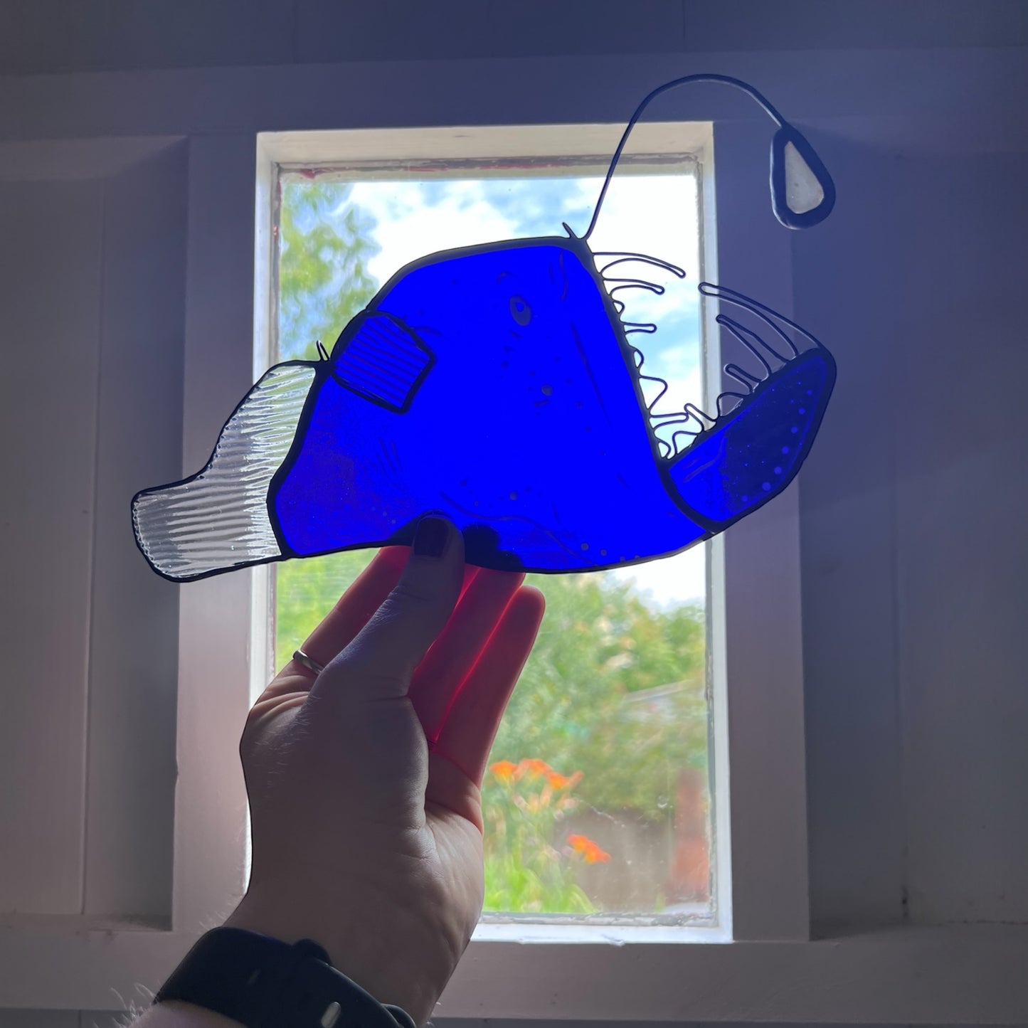 Stained Glass Royal Blue Angler Fish