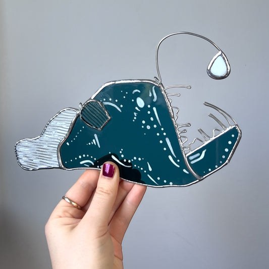 Stained Glass Petrol Blue Angler Fish