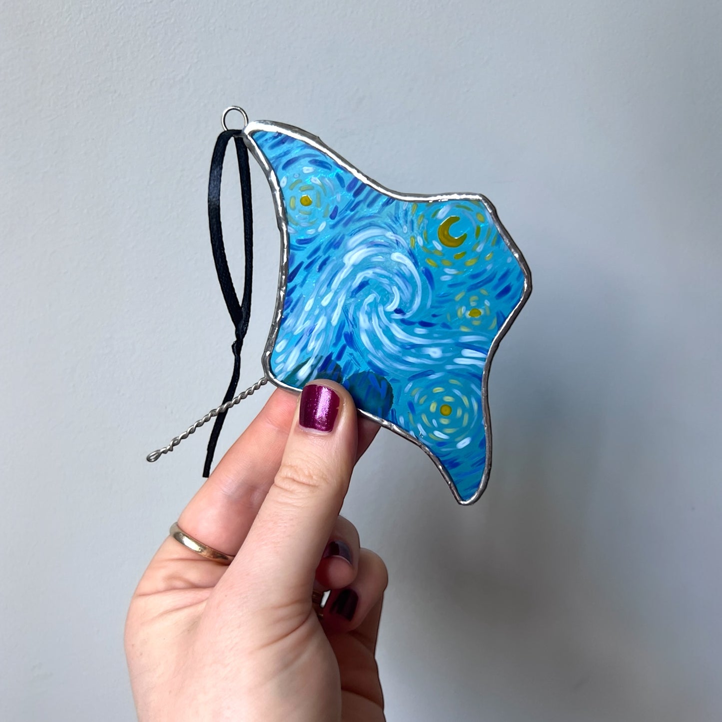 Stained Glass Mini Painted Starry Night Manta Ray