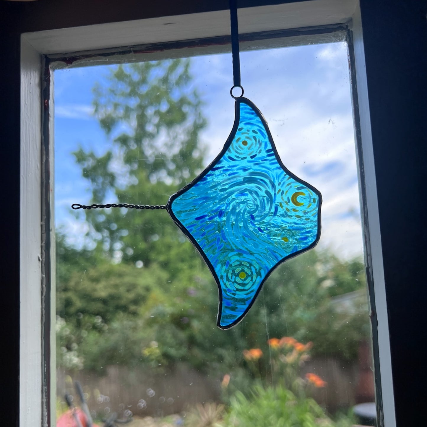 Stained Glass Mini Painted Starry Night Manta Ray
