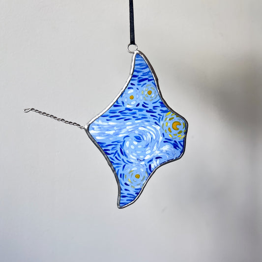 Stained Glass Mini Painted Starry Night Manta Ray
