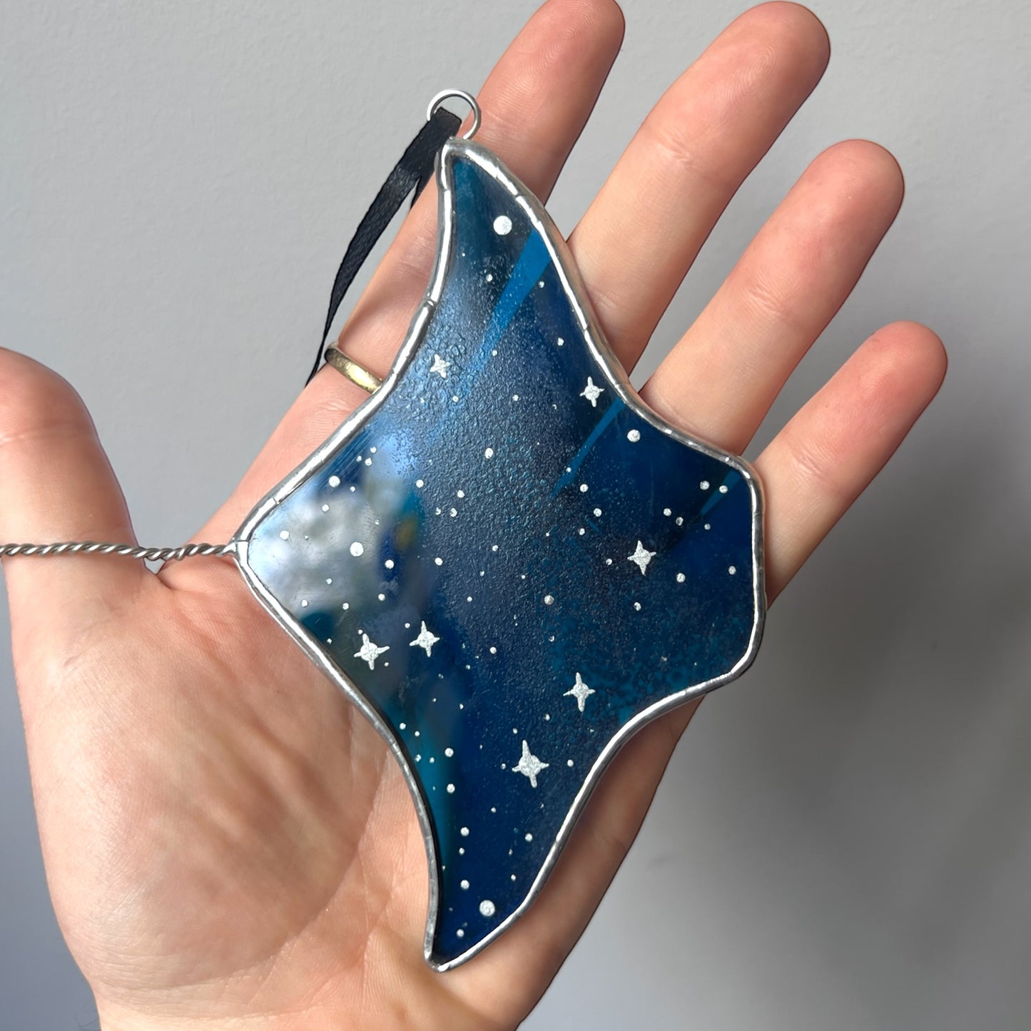 Stained Glass Mini Painted Galaxy Manta Ray