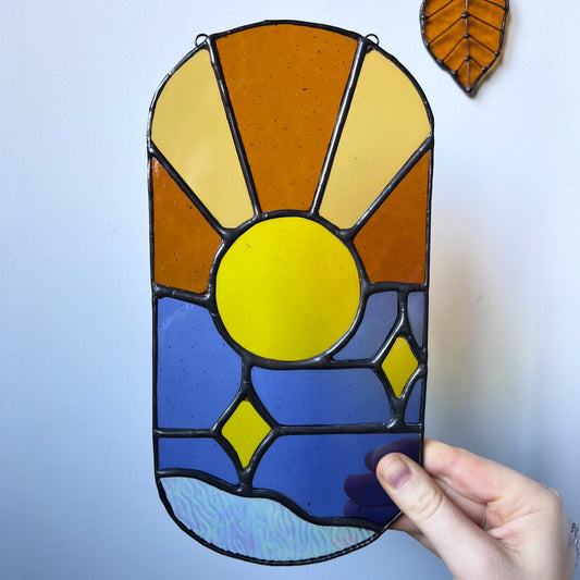 Sun and Stars Stained Glass Suncatcher